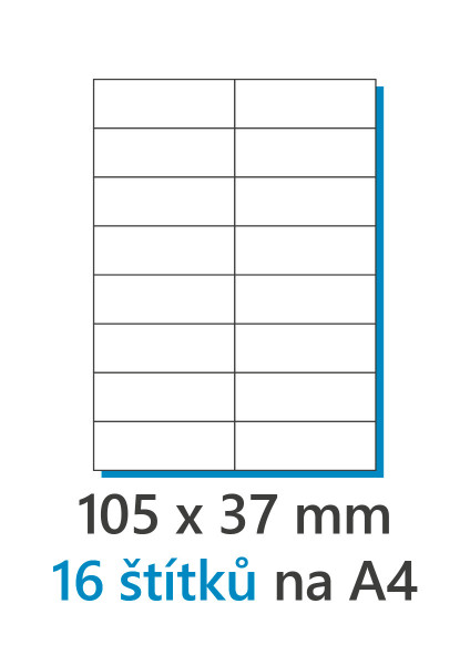 Etiketa 105x37mm/100ks, A4 biela, Labels 1/16